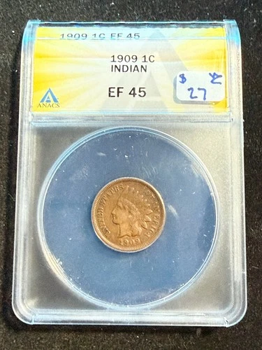 1909 INDIAN HEAD CENT ANACS EF 40 174
