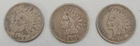 Lot of Three (3) US Indian Head Pennies - 1900 (1), 1902 (1), 1907 (1).