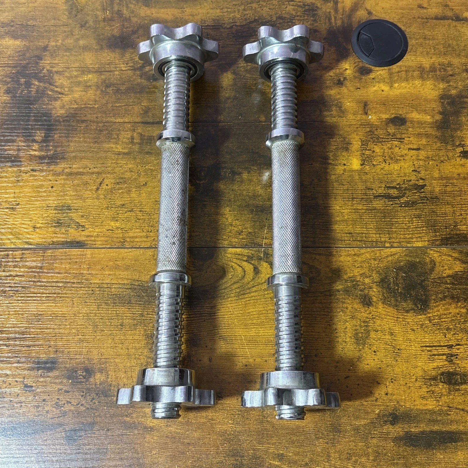 Dumbbells 14" Bar w/ Screw Collars For Weights Pair Set