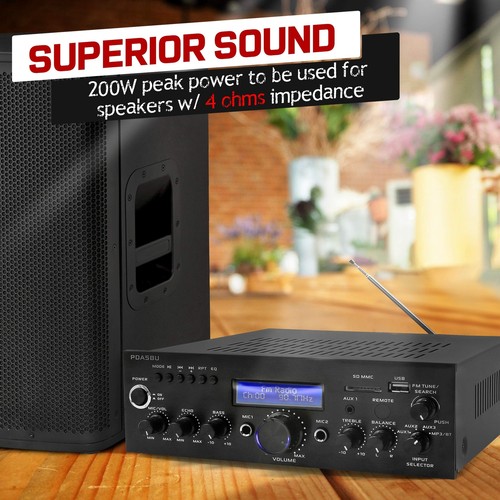 Pyle drahtlose Bluetooth-Endstufe - 200 Watt Audio-Stereo-Receiver mit USB... - Bild 3 von 7