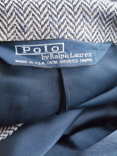 48L Polo Ralph Lauren Blue Herringbone woven Slub Linen Blazer Jacket Sport Coat - Picture 7 of 7