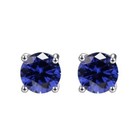 Birthstone Stud Earrings with screw back 14K Solid White Gold 4mm Round