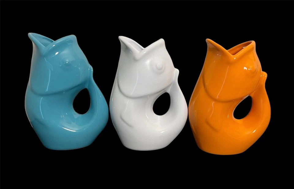 Gurgle Pot Koi Fish 9.5" Pitcher Peacock Blue Perfect for Fresh Flowers LAST ONE - Image 3 of 4