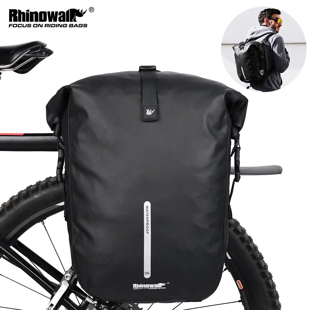 Sac vélo 20L étanche convertible en sac à dos pour porte-bagages arrière