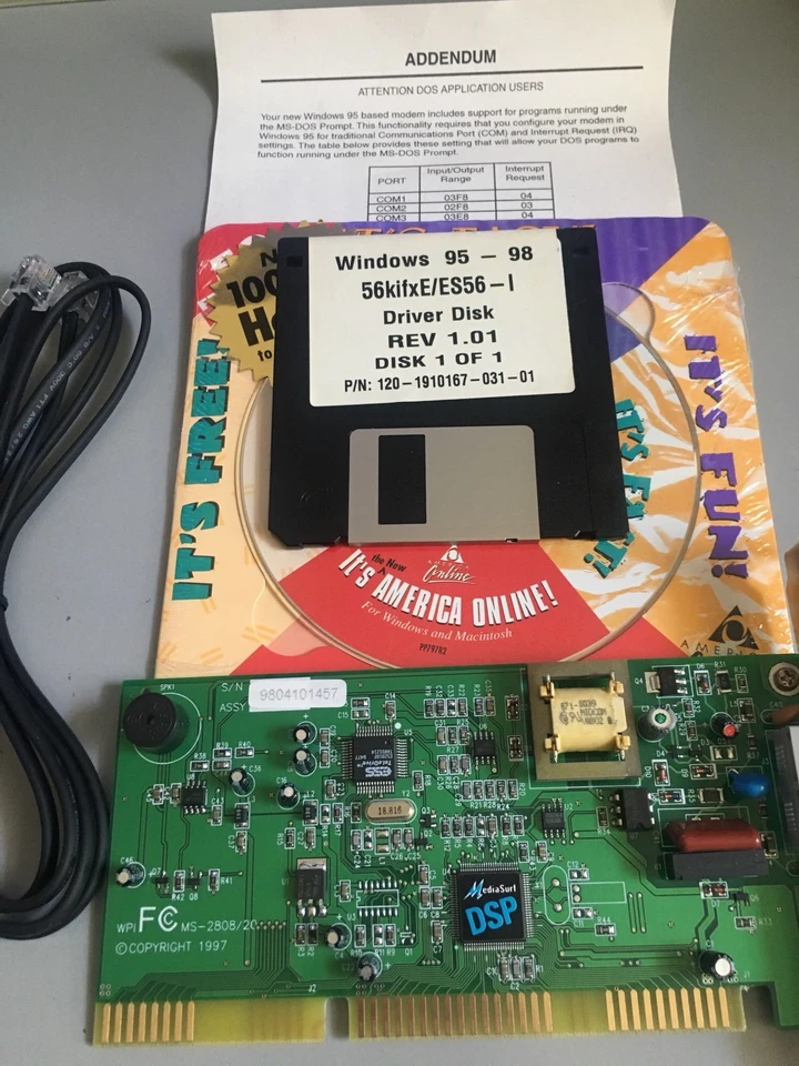 MS-2820, Newcom 16-bit ISA Computer Internal Fax Modem V.90 56K Win 95/ 98, New - Image 3 of 4