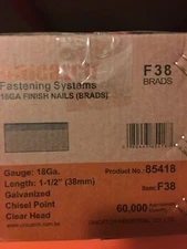 1 1/2" 18 Gauge Straight Brad Finish Nails 18 Ga.  (5,000/Bx.) (Case of 12)