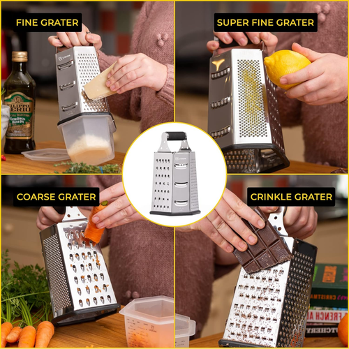 7-in-1 Käsereibe mit Aufbewahrungsdeckel Lebensmittel Gemüse Küche 6-seitige Schneiderbox - Bild 27 von 42