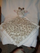 Giraffe tan spots white trim pink ears soft Plush Baby Lovey Security Blanket
