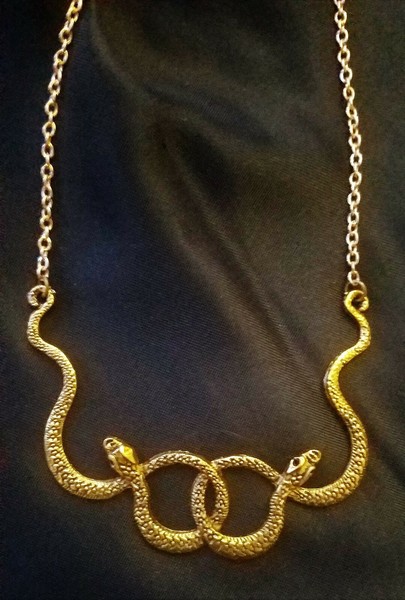 Alternate view of Ouroboros Auryn Snakes Gold Plated Necklace Gothic Steampunk Victorian Edwardian