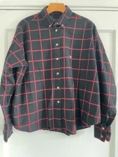FRNCH Paris Women's Black Button Down Shirt Red Check - Holiday - Size M / L