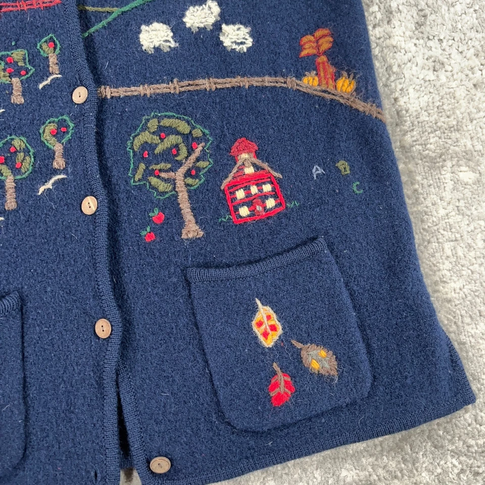 Chaleco Woolrich Vintage Mujer Grande Azul Lana Otoño Escuela Profesor Bordado Años 90 Foto 4 de 4