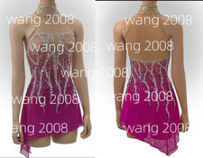 Ice Figure Skating Competition Dress Girls' Baton Twirling Costume pink dyeing