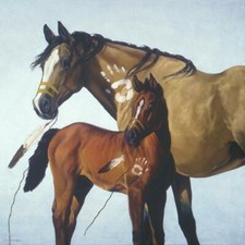 Ceramic Tile Mural Kitchen Backsplash - Just Like Dad-Horses Equine Animal Art