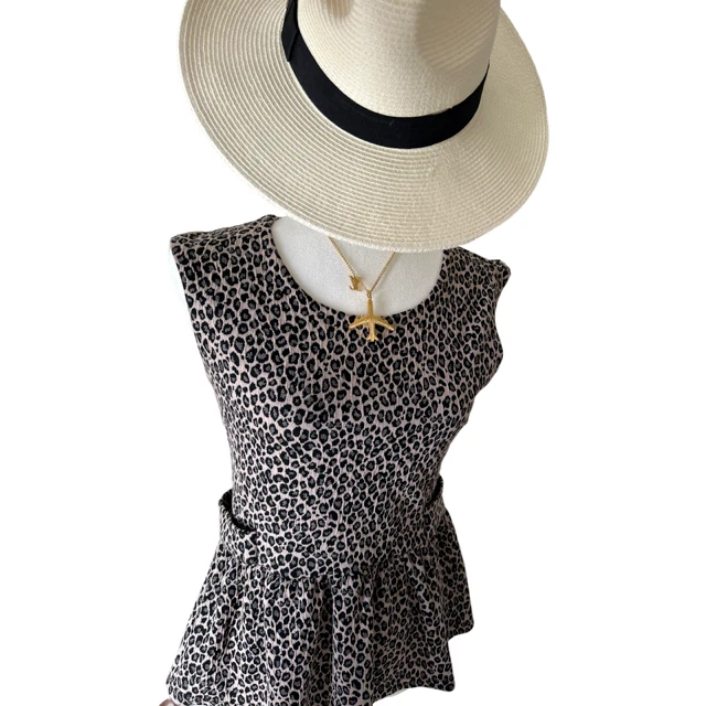 American Rag Women's Animal Print Cap Sleeve Peplum Top: Size S - Image 2 of 4