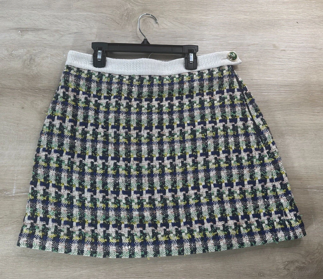 NWT Kate Spade Womens Skirt Green Multicolor 16 Pop Tweed Cotton $298