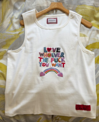 Love Who Ever You Want CHNGE embroidered sleeveless tank top NEW