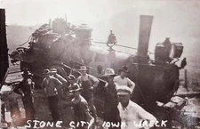 Stone City Iowa Train Wreck RPPC Photo Postcard COPY
