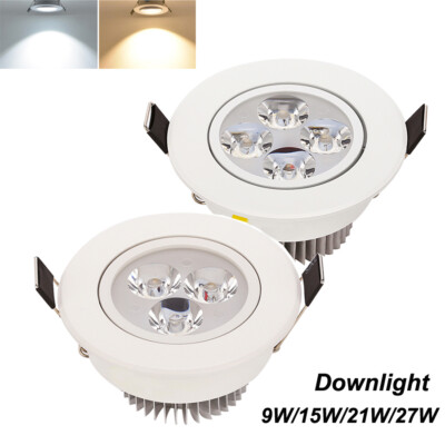 9/15/21/27W Led Recessed Downlight Dimmable Ceiling Lamp Fixture Spotlight White
