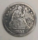 1857 Seated Liberty Silver Quarter 25c - Philadelphia Mint