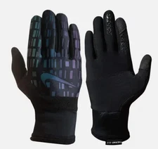 Nike Thermal Fleece Gloves Men's Large Running Touch Screen Black/Iridescent