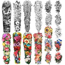 Large Size Waterproof Temporary Tattoo Set - 18 Flower Designs for Girls  Women