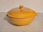 Fiesta Ware Yellow Covered Casserole Dish Tureen Serving Bowl Lid Handle Vintage
