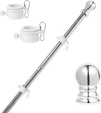 Flag Pole Kit 5ft Flag Pole for Outside House, Flag Poles with Tangle Free Flag 