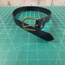 Vintage Lizard Embossed Leather Belt with Brass Buckle Size 4 Made in USA