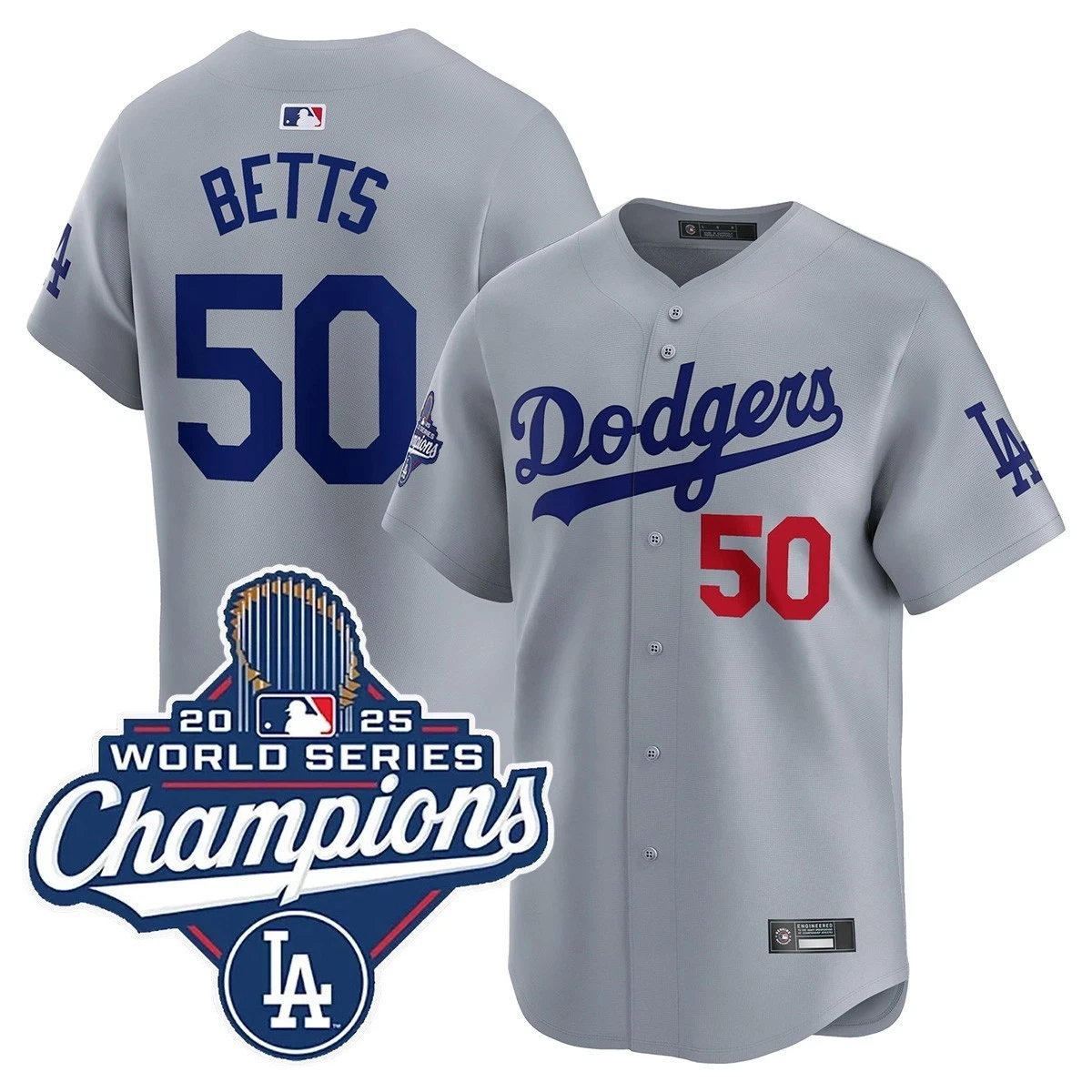 Men's Dodgerss Grey 2025 World Series Champion Limited Edition Jersey