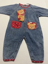 Vintage Baby Guess Teddy Bear Infant 18 Month Rare Romper Made In USA Cotton