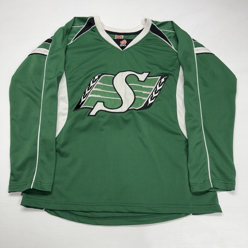 CFL Saskatchewan Roughriders Mens Big Sewn Logo Hockey Jersey M Green Sports