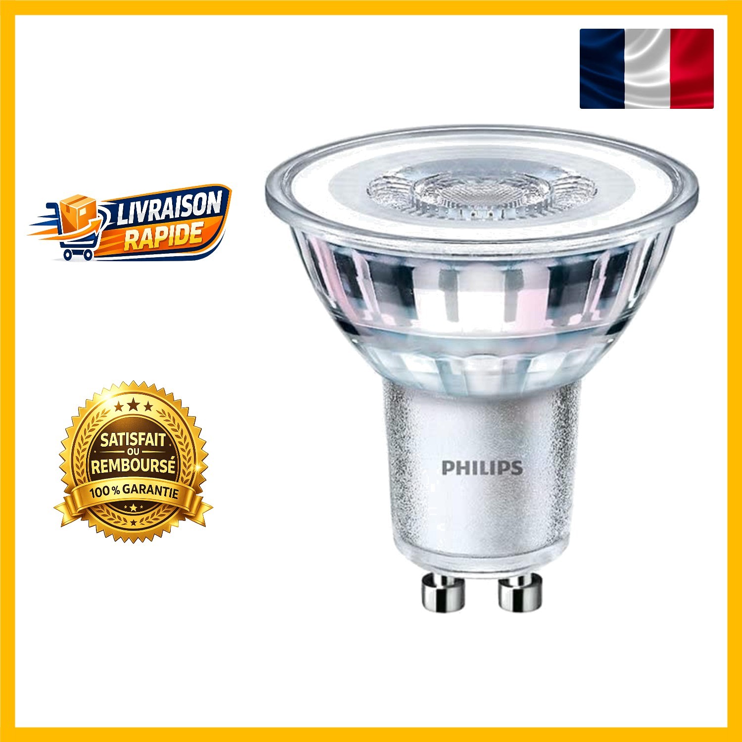 Spot LED GU10 Philips 4.6W fini la fatigue visuelle avec ce lot de 10 blanc chaud