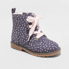 Toddler Girls' Giovanna Lace-up Zipper Combat Boots - Cat  Jack Charcoal Gray