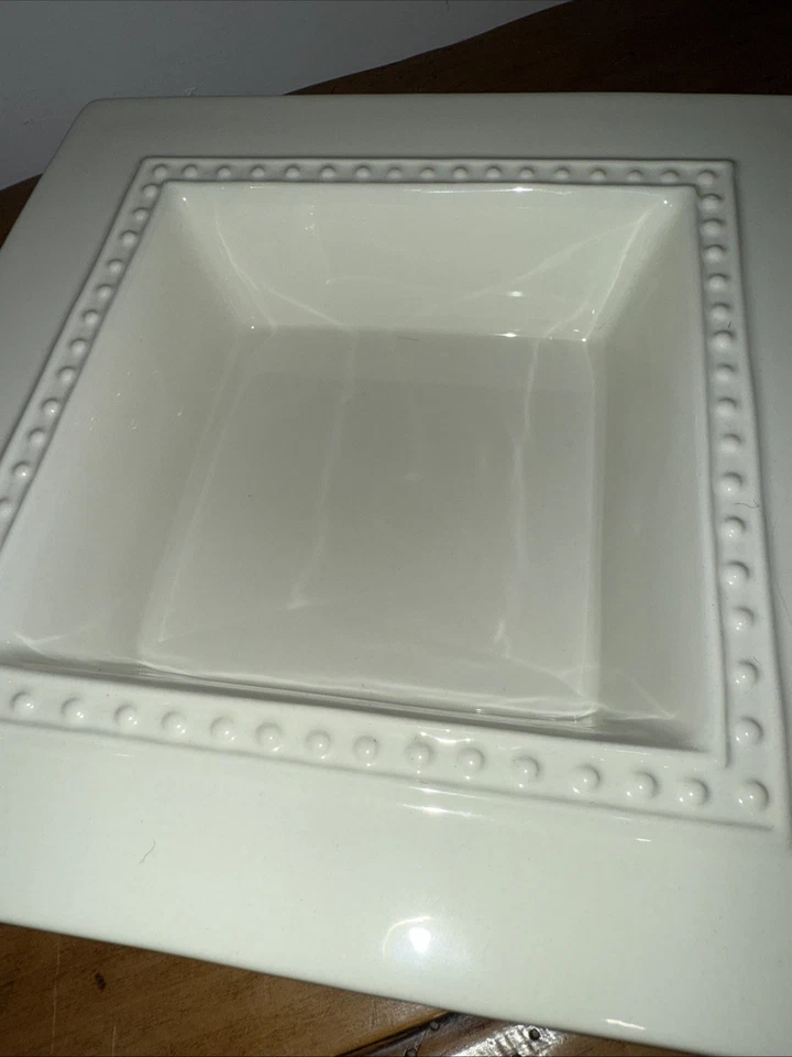 Plato cuadrado retirado Nora Fleming M5 punto perla con nido de pájaro mini Foto 4 de 4