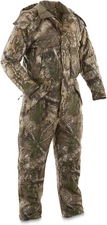 Mens Dry Waterproof Hunting Coveralls with Hood, Insulated Camo Hunt Overalls