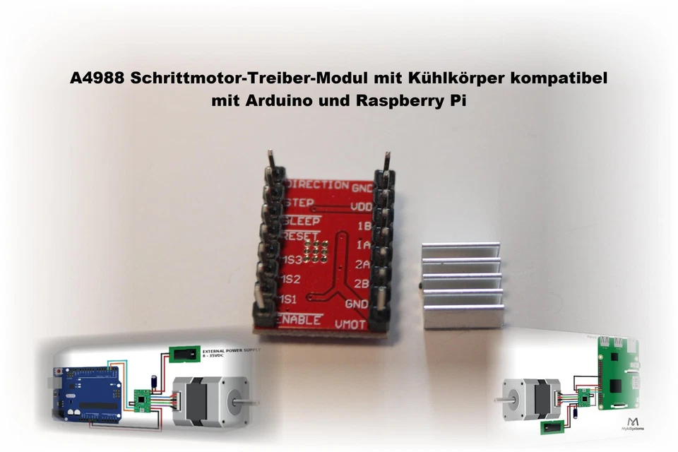 A4988 Schrittmotor Treiber Modul mit Kühlkörper, Arduino Raspberry Pi - Bild 2 von 4