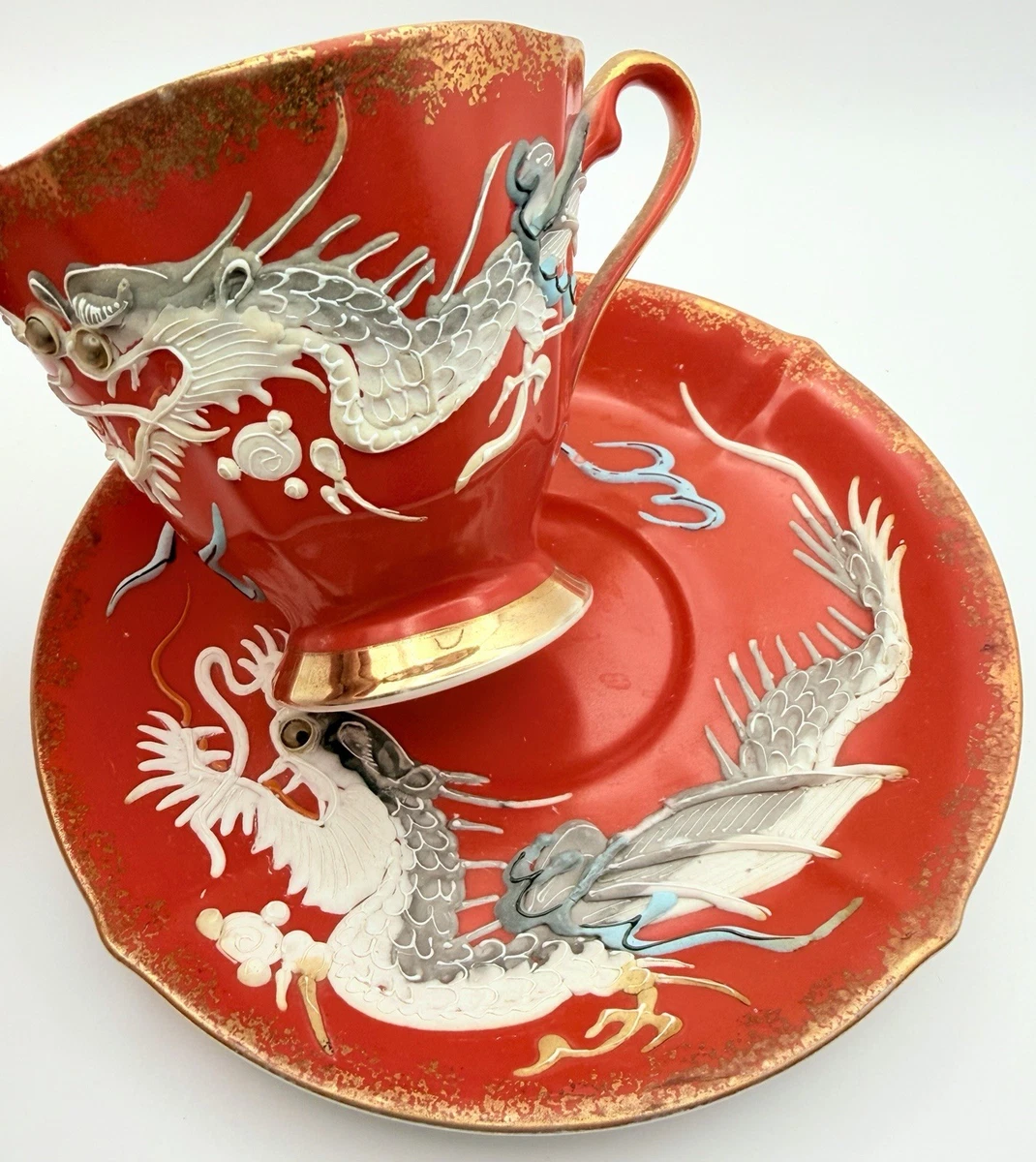 Dragonware In Antique Ceramic & Porcelain Cups & Saucers for sale