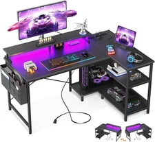 ODK 48 Inch Gaming Desk with USB 48 Inch, Carbon Fiber Surface, Black 