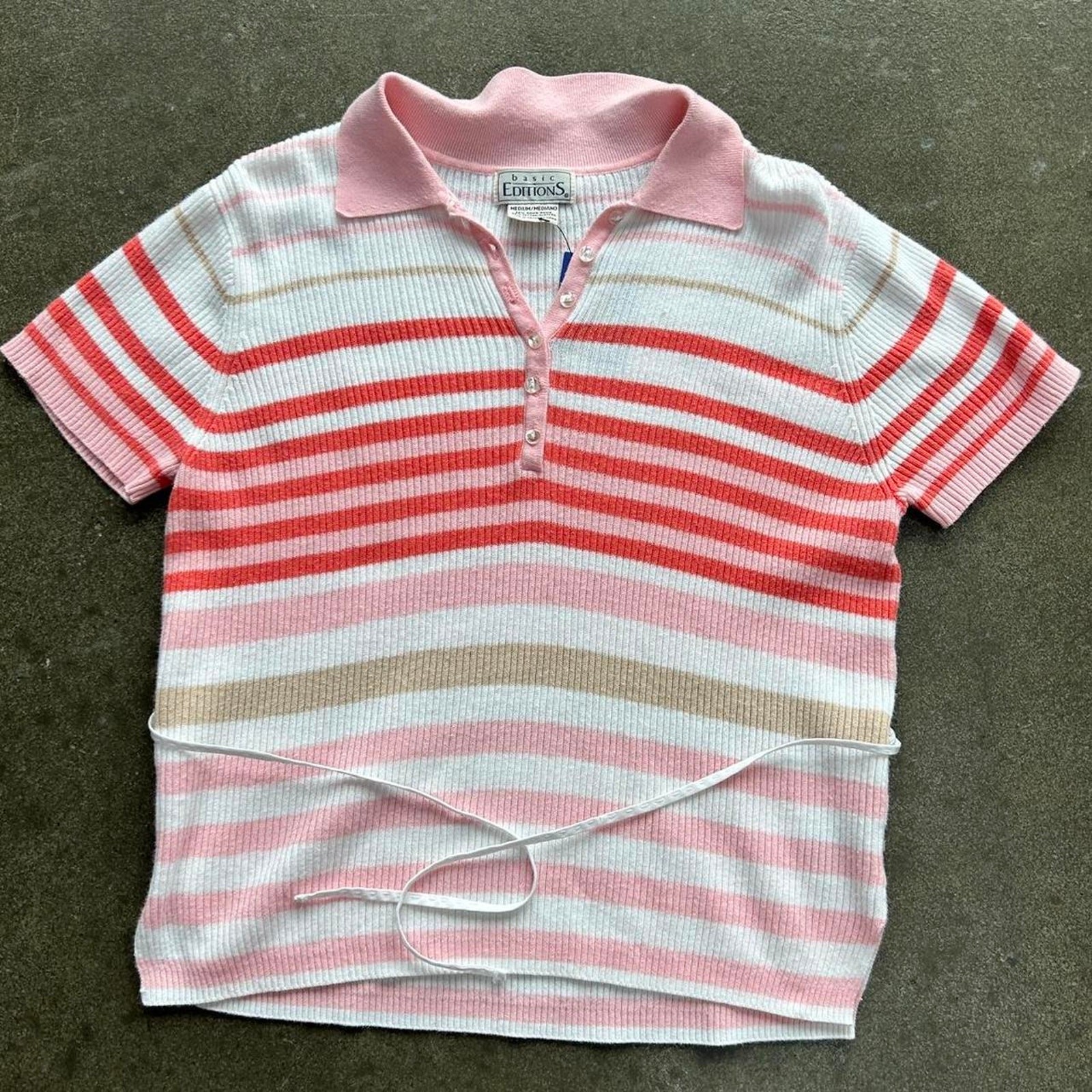 Vintage basic editions striped ribbed preppy wome… - image 1
