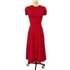 Reformation Kiria Dress in Drop Waist Midi Size 4 Party Event Bright