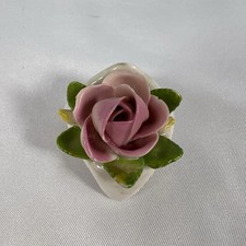Vintage Capodimonte Porcelain Rose Figurine Pink Flower Crown N Mark