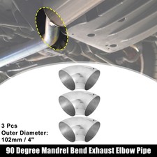 3pcs Od 4 Inch 90 Degree Bend Auto Exhaust Tube Elbow Pipe Arc Length 200mm
