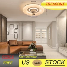 18.89'' Round Ceiling Fan Light Remote Control Living Room Chandelier LED Lamp