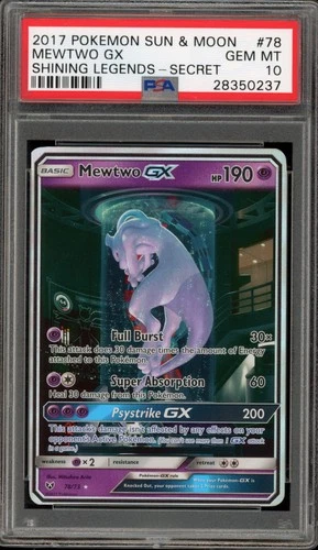 Pokemon Mewtwo GX Shining Legends Secret Rare #78 PSA 10 Gem Mint