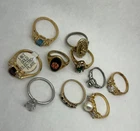 lot  Vintage Estate Rhinestone 10k gold and plated Costume Jewelry Lot of 10 Pcs