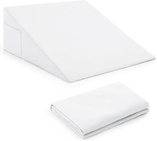 White Bed Wedge Pillow Cover with Zipper Design, Wedge Pillowcase Protector with