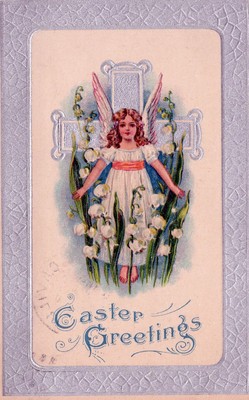 EASTER - Angel Easter Greetings Postcard - 1910