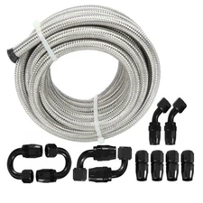 10FT AN6 6AN Steel Nylon Braided CPE Oil Fuel Line Swivel Hose End Fitting Kits 