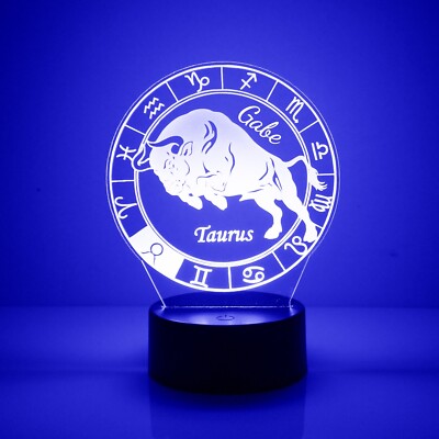Taurus, Zodiac Signs Night Light 16 Color Change LED Desk Lamp Home Decor