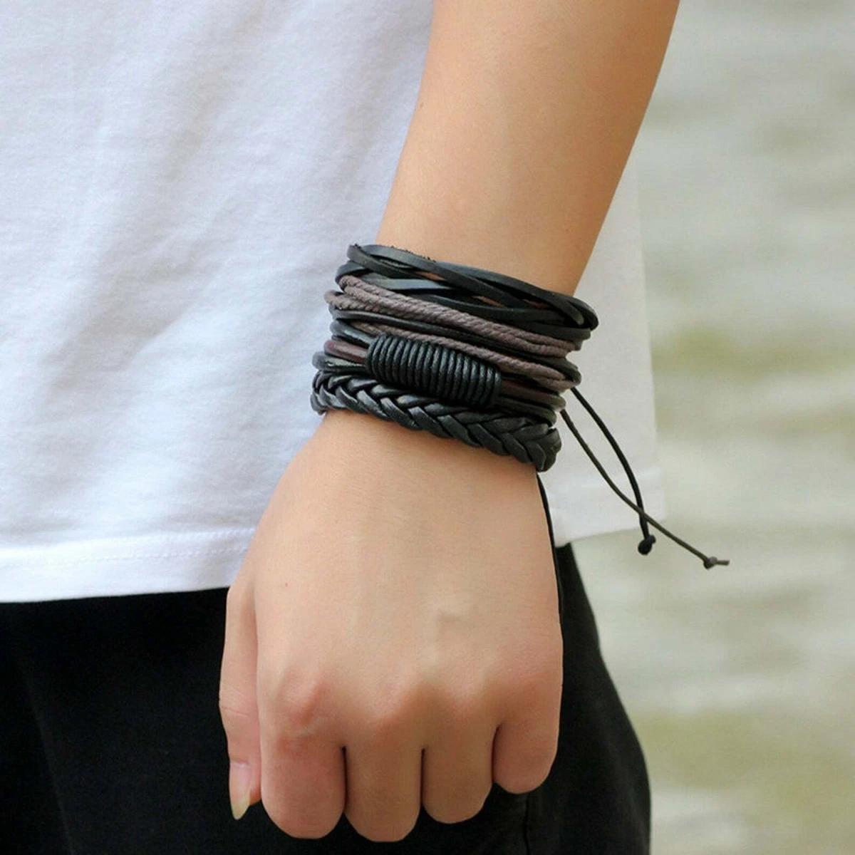 Men Leather Bracelets Leather Bracelet Set Women Accessories Handmade Jewelry